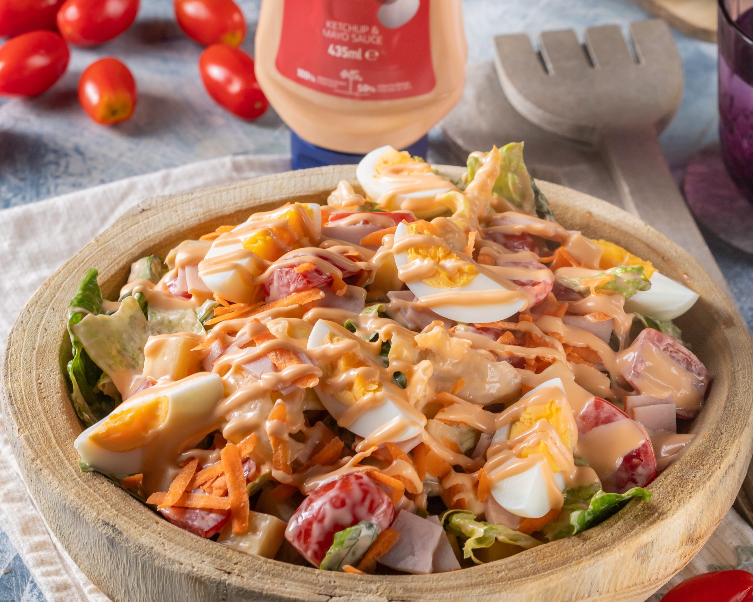 Easy & Refreshing Chef’s Salad with Ketchup & Mayo Sauce